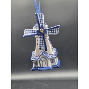 Kurt S Adler Delft Blue Porcelain Dutch Windmill Christmas Ornament
